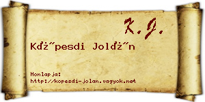 Köpesdi Jolán névjegykártya